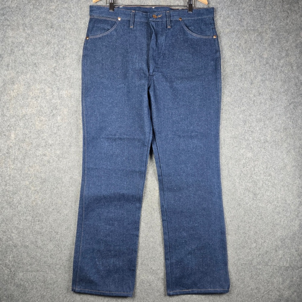 Vintage Wrangler 936DEN Jeans Mens 38x30 Blue Denim Slim Cowboy Cut Made in USA